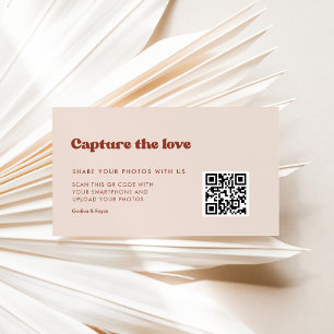 Stylish retro Peach Pink Wedding Capture the love Enclosure Card