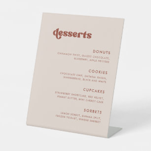 Stylish retro Peach Pink Wedding Dessert Bar Pedestal Sign