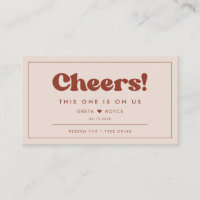 Stylish retro Peach Pink Wedding Drink ticket