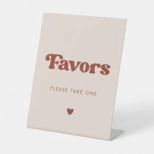 Stylish retro Peach Pink Wedding Favours Pedestal Sign