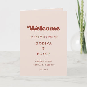 Stylish retro peach pink wedding folded program programme