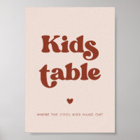 Stylish retro Peach Pink Wedding Kids Table
