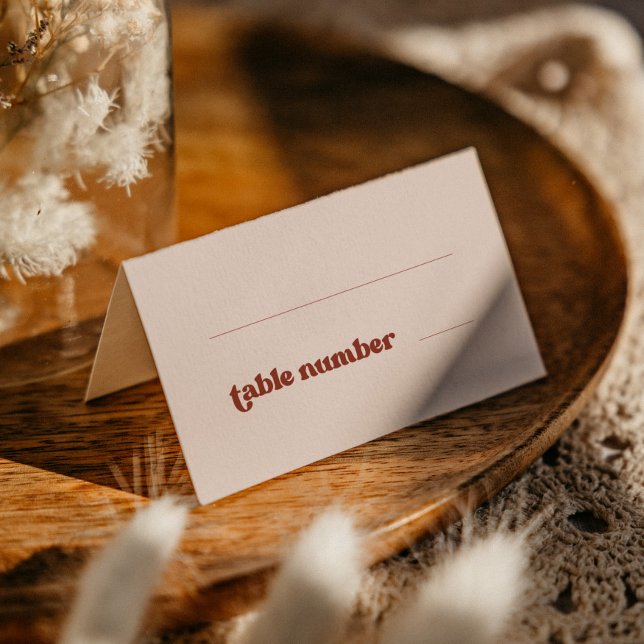 Stylish retro peach pink wedding place card (Creator Uploaded)