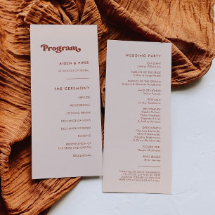 Stylish retro peach pink wedding program programme