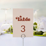 Stylish retro peach pink wedding table number<br><div class="desc">A retro chic theme: adopt this slightly vintage and stylish typographic design for your wedding stationery,  with a burnt orange,  terracotta,  brown sugar & peach pink colour theme. Fully customisable text,  colours and backgrounds.</div>