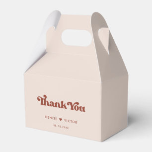 Stylish retro Peach Pink Wedding Thank you Favour Box