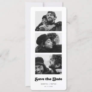 Stylish retro Photo strip Save the date Announcement