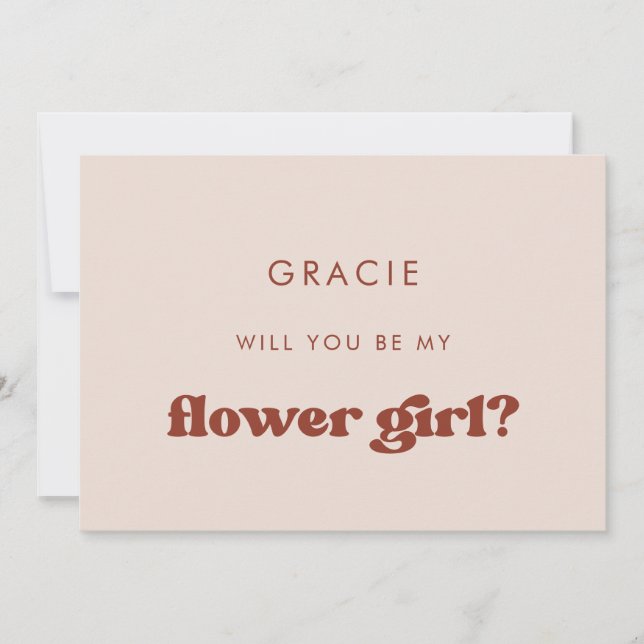 Stylish retro Pink Flower girl proposal card (Front)