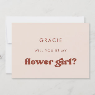Stylish retro Pink Flower girl proposal card