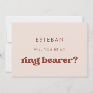Stylish retro Pink Ring Bearer proposal card