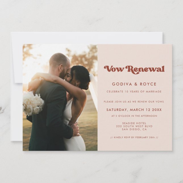 Stylish retro Pink We still do Vow renewal photo Invitation (Front)