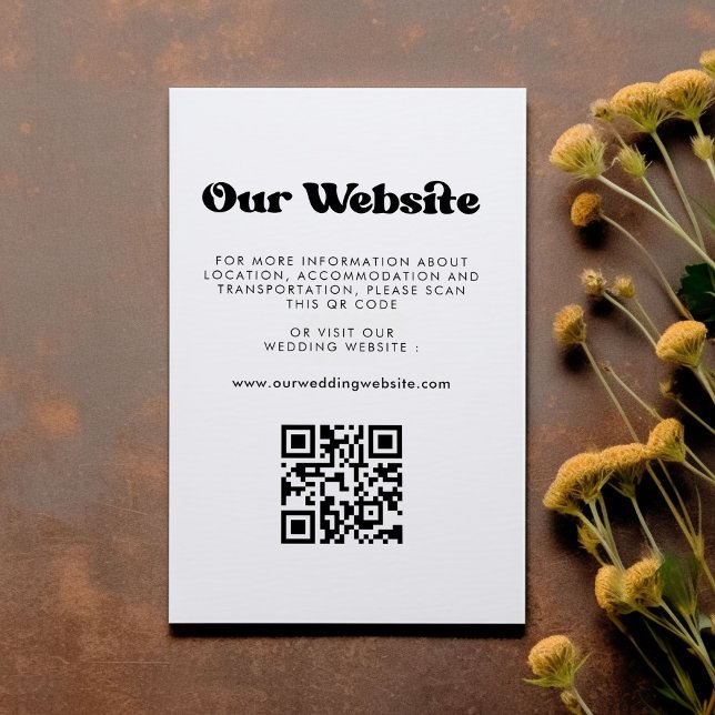 Stylish retro QR code wedding website Enclosure Card (Creator Uploaded)