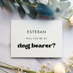 Stylish retro Ring Bearer proposal card