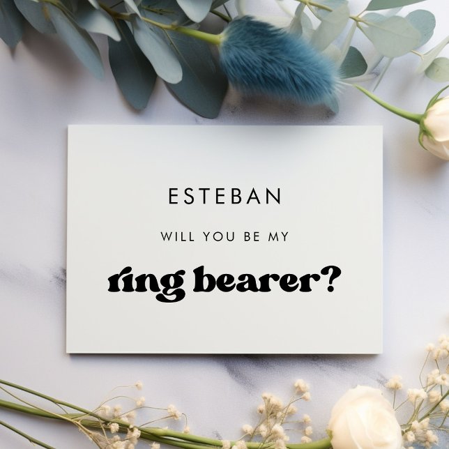 Stylish retro Ring Bearer proposal card (Creator Uploaded)