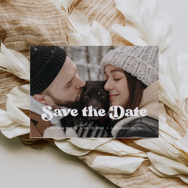 Stylish retro Save the Date photo card (Creator Uploaded)