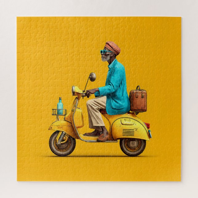 Stylish Retro Scooter Ride Jigsaw Puzzle (Vertical)
