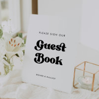 Stylish retro Sign our Guestbook Pedestal Sign