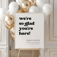 Stylish retro So glad you're here Wedding Welcome