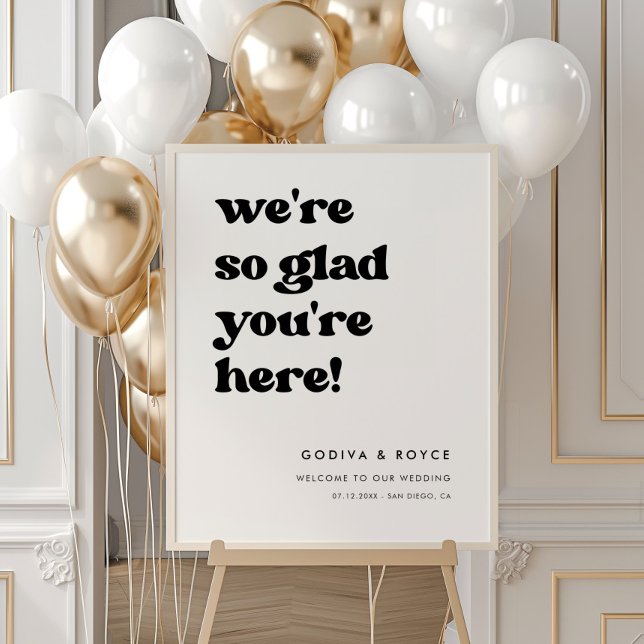 Stylish retro So glad you're here Wedding Welcome Poster (Creator Uploaded)