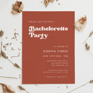 Stylish retro terracotta Bachelorette Party Invitation