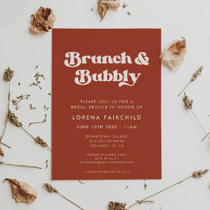 Stylish Retro Terracotta Brunch and Bubbly Invitation