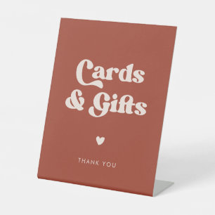 Stylish retro Terracotta Cards & Gifts wedding Pedestal Sign