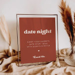 Stylish retro Terracotta Date night ideas sign<br><div class="desc">Date night ideas for the newlyweds sign. A retro chic theme: adopt this vintage and stylish typographic design for your Wedding stationery, with a terracotta colour theme. Easy to mix and match with our similar stationery available in peach pink, rust orange & brown sugar. Fully customisable text colours and backgrounds....</div>