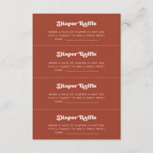 Stylish retro Terracotta Diaper Raffle game card