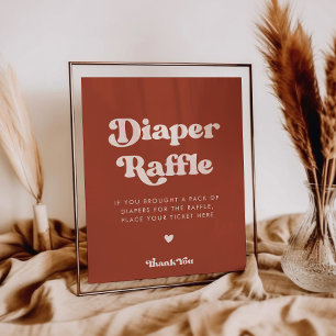 Stylish retro Terracotta Diaper Raffle sign