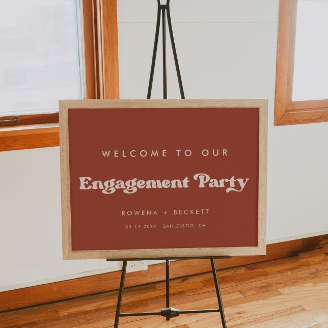 Stylish retro Terracotta Engagement party welcome Poster (Creator Uploaded)