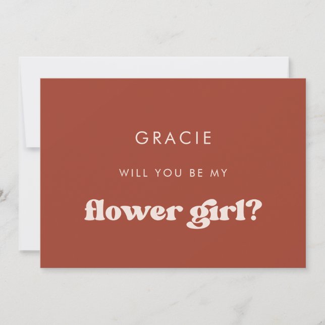Stylish retro Terracotta Flower girl proposal card (Front)