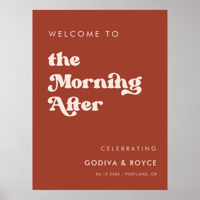Stylish retro Terracotta Morning After Welcome Poster (Front)