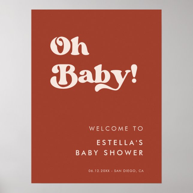 Stylish retro Terracotta Oh Baby Poster (Front)