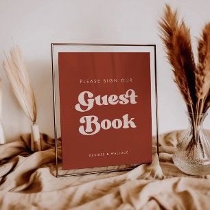 Stylish retro Terracotta Sign our guest book sign