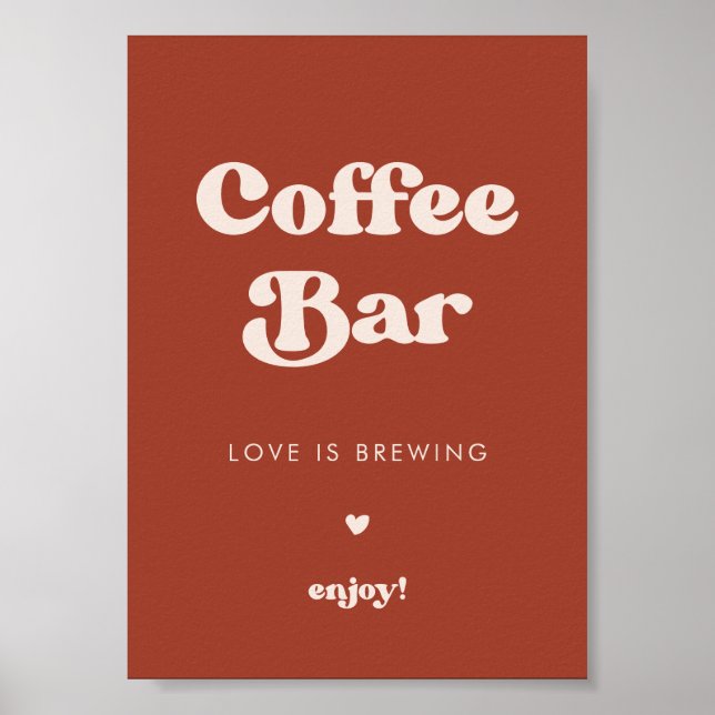 Stylish retro Terracotta Wedding Coffee Bar sign (Front)