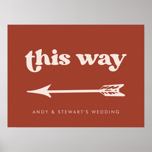 Stylish retro Terracotta Wedding Direction Poster (Front)