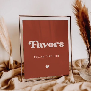 Stylish retro Terracotta Wedding Favours sign