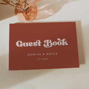 Stylish retro terracotta wedding guest book