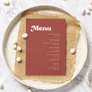 Stylish retro terracotta wedding menu