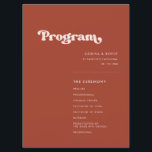 Stylish retro terracotta wedding programme<br><div class="desc">A retro chic theme: adopt this slightly vintage and stylish typographic design for your wedding stationery,  with a burnt orange,  terracotta,  brown sugar & peach pink colour theme. Fully customisable text,  colours and backgrounds.</div>