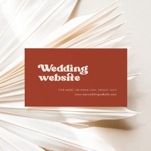 Stylish retro terracotta wedding website enclosure card