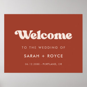 Stylish retro Terracotta Welcome to our wedding Poster