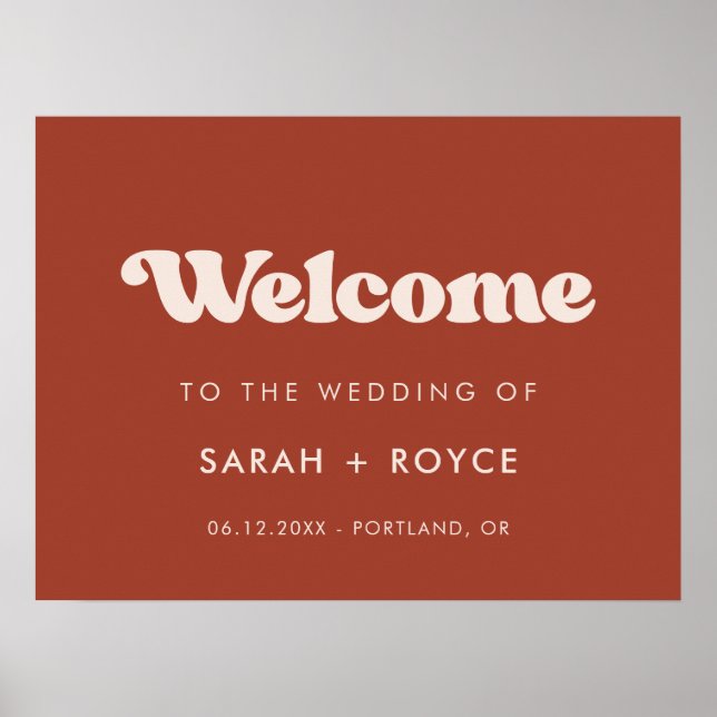 Stylish retro Terracotta Welcome to our wedding Poster (Front)