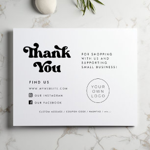 Stylish retro Thank you package insert card