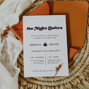 Stylish retro The night before wedding rehearsal Invitation