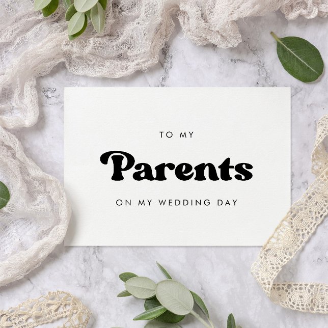 Stylish retro To my parents on my wedding day card (Creator Uploaded)