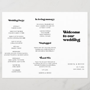 Stylish retro Trifold Wedding Program Flyer