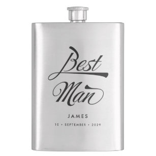 Stylish Retro Typography Best Man Groomsmen Hip Flask