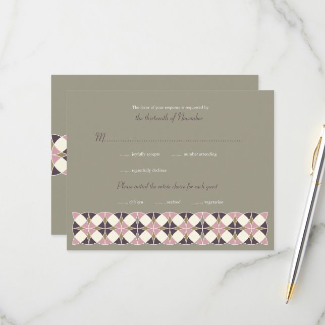 Stylish Retro Vintage Chic Art Deco Wedding RSVP (Front/Back In Situ)