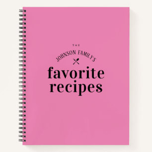 Stylish Retro Vintage Pink Custom Name Recipe Notebook